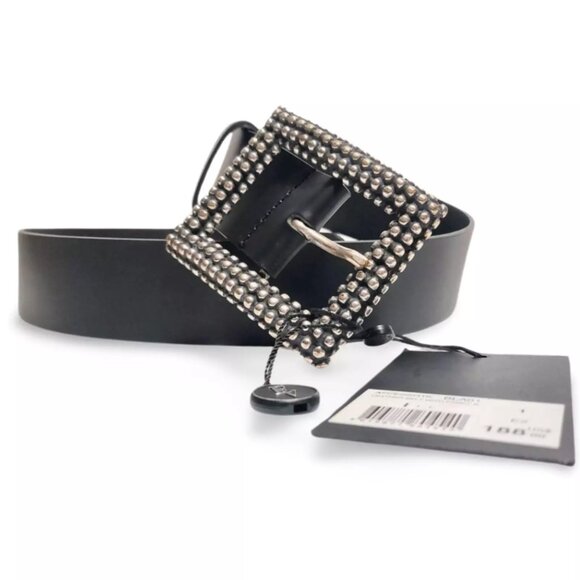 The Kooples Classic Black Leather Belt AFCE22031K BLA01 (0167) main image 9